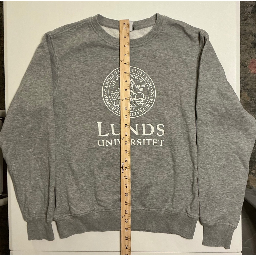 Lunds University Sweden Sweatshirt Crewneck Grey Long Sleeve Pullover Top Sz S - Picture 3 of 9